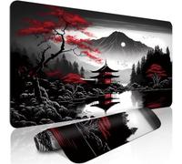 KIZIFI Large Mouse Pad, Japan Ink Painting Gaming Mouse Mat, Extended XXL Mousepad with Non-Slip Rubber Base, Office Full Desk Mat with Stitched Edges, Long Keyboard Mouse Pad (23.6x11.8x0.12 inch)