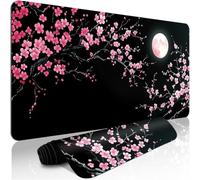 KIZIFI Large Mouse Pad, Moon Cherry Blossoms Gaming Mouse Mat, Extended XXL Mousepad with Non-Slip Rubber Base, Office Full Desk Mat with Stitched Edges, Long Keyboard Mouse Pad (31.5x11.8x0.08 inch)