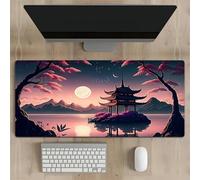 KIZIFI Large Mouse Pad, Moon Lake Scenery Gaming Mouse Mat, Extended XXL Mousepad with Non-Slip Rubber Base, Office Full Desk Mat with Stitched Edges, Long Keyboard Mouse Pad (23.6x11.8x0.12 inch)