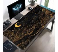 KIZIFI Large Mouse Pad, Moon Waves Gaming Mouse Mat, Extended XXL Mousepad with Non-Slip Rubber Base, Office Full Desk Mat with Stitched Edges, Long Keyboard Mouse Pad (31.5x11.8x0.08 inch)