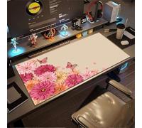 KIZIFI Large Mouse Pad, Pink Daisy Butterfly Gaming Mouse Mat, Extended XXL Mousepad with Non-Slip Rubber Base, Office Full Desk Mat with Stitched Edges, Long Keyboard Mouse Pad (23.6x11.8x0.12 inch)
