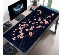 KIZIFI Large Mouse Pad, Pink Flowers Moon Gaming Mouse Mat, Extended XXL Mousepad with Non-Slip Rubber Base, Office Full Desk Mat with Stitched Edges, Long Keyboard Mouse Pad (23.6x11.8x0.12 inch)