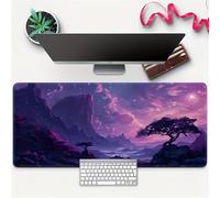 KIZIFI Large Mouse Pad, Purple Landscape Gaming Mouse Mat, Extended XXL Mousepad with Non-Slip Rubber Base, Office Full Desk Mat with Stitched Edges, Long Keyboard Mouse Pad (31.5x15.7x0.08 inch)