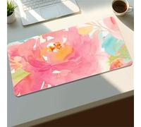 KIZIFI Large Mouse Pad, Watercolour Flowers Gaming Mouse Mat, Extended XXL Mousepad with Non-Slip Rubber Base, Office Full Desk Mat with Stitched Edges, Long Keyboard Mouse Pad (23.6x11.8x0.12 inch)