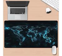 KIZIFI Large Mouse Pad, World Map Gaming Mouse Mat, Extended XXL Mousepad with Non-Slip Rubber Base, Office Full Desk Mat with Stitched Edges, Long Keyboard Mouse Pad (47.2x23.6x0.12 inch)