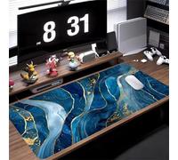 KIZIFI Large Mouse Pads 27.5x11.8x0.08 inch Marble Blue Gaming Mouse Mat Big Non-slip Desk Mat Improved Accuracy Suitable for Various Scenarios Such as Work, Play and Study