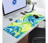 KIZIFI Large Mouse Pads 31.5x11.8x0.08 inch Blue Green Fluid Gaming Mouse Mat Big Non-slip Desk Mat Improved Accuracy Suitable for Various Scenarios Such as Work, Play and Study
