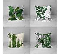 KIZIFI Pack of 4 Waterproof Cushion Covers 50x50 cm Black Stripes Outdoor Cushion Covers Green Linen Square Pillowcase Modern Decorative Pillow Cover for Patio Garden Porch Bench Sofa Indoor Bed