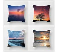 KIZIFI Pack of 4 Waterproof Cushion Covers 65x65 cm Waterfall Outdoor Cushion Covers Waves Linen Square Pillowcase Modern Decorative Pillow Cover for Patio Garden Porch Bench Sofa Indoor Bed