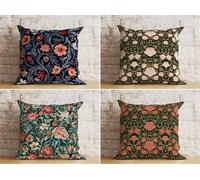 KIZIFI Pink Wildflowers Outdoor Cushion Covers 45x45 cm Set of 4 Waterproof Throw Pillow Covers Green Red Linen Cushion Covers Patio Garden Pillowcases for Bench Sofa Indoor Decoration