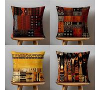 KIZIFI Waterproof Cushion Covers 40x40 cm Set of 4 Black Brown Square Linen Pillowcases Double Sided Printed 16x16 inch Yellow Outdoor Throw Pillow Case Cushion Cover for Sofa Bed Outdoor