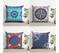 KIZIFI Waterproof Cushion Covers 55x55 cm Set of 4 Blue Green Square Linen Pillowcases Double Sided Printed 22x22 inch Red Black Outdoor Throw Pillow Case Cushion Cover for Sofa Bed Outdoor