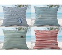 KIZIFI Waterproof Cushion Covers 70x70 cm Set of 4 Red Stripes Square Linen Pillowcases Double Sided Printed 28x28 inch Green Blue Outdoor Throw Pillow Case Cushion Cover for Sofa Bed Outdoor