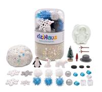 kizihaus Winter Sensory Dough Jar, Snowman Play Dough Kit with Ornaments