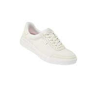 Kizik Slip On Sneakers: Prague 2 - Court Style, 4-Way Stretch Canvas with Suede Details, Casual Shoes for Women, Hands Free Convenience - Womens Regular Width, Bright White, 6 UK