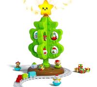 KIZJORYA My First Christmas Tree for Toddlers, Musical Light Up Montessori Decor Toy with Ornaments, Mini Train Set, Roly Poly Toys, Finger Puppets, Birthday Xmas Gifts for Little Kids Boys and Girls