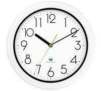 KIZLOC 28 cm Outdoor Clock Garden Waterproof Garden Clock Outdoor Weatherproof Easy to Read Silent Battery Operated Round Wall Clock for Outdoor Pool Balcony Bathroom (White)