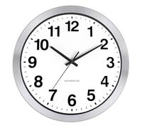 KIZLOC 40cm Outdoor Garden Clocks Waterproof, Silent Non-Ticking Battery Operated Quartz Metal Wall Clock for Outside, Home (Silver)