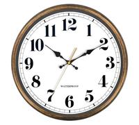 KIZLOC 40cm Sealed Large Garden Clocks Outdoor Waterproof, Golden Bronze | IP67 Weatherproof, Accurate & Silent, Easy to Read, Wall Clock for Outside, Patio, Pool, Home Decor