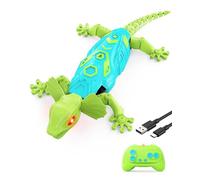 Kizmyee RC Wall Crawler Gecko - Rechargeable Climbing Lizard Robot Kids Toy with LED Glowing Eyes, Remote Control Wall Climbing Gecko Birthday Easter Gift for 3+ Year Old Boys Girls