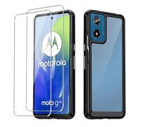 KIZOACSH Clear Case for Motorola Moto E14/Moto G04/Moto G24, [Anti-Yellowing] Soft TPU + Hard Acrylic Hybrid Cover Ultra Crystal [Shock Absorption] Rugged Protective Tough Shell with 2 Tempered Glass