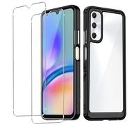 KIZOACSH Clear Case for Samsung Galaxy A05S,[Anti-Yellowing] Soft TPU + Hard Acrylic Hybrid Cover Ultra Crystal [Shock Absorption] Rugged Protective Tough Shell with 2 Tempered Glass Screen Protector