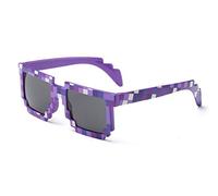 Kizrr - Kids Size - 8-Bit Pixel Pixelated Gamer Sunglasses - Retro Geeky Thug Life (Purple)