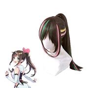 Kizuna Ai Cosplay Wigs Youtuber 1st Live Hello World 65cm Long Ponytail Synthetic Hair Wigs Perucas + Free Hair Net