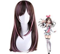 Kizuna AI Wig Cosplay Costume A.I.Channel Women Long Heat Resistant Synthetic Hair Halloween Party Role Play Wigs+ Free Wig Cap