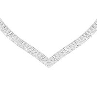 KJ Beckett Womens Chevron V Shaped Necklace - Silver