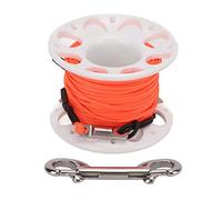 KJAOYU Finger Spool, Finger Spool Reel: 15M Fluorescent Orange Line, Plastic Spool with Stainless Steel Double Hook, Perfect for Scuba Diving, Wreck Exploration, and Underwater Activities