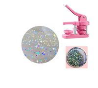 KJArrow 200Pcs Button Plastic Film for 25mm Badge, 1 Inch Button Maker Supplies Glitter Protective Films Badge Pins Refill Sparkle Laser Paper 35mm Diameter -Big Stars