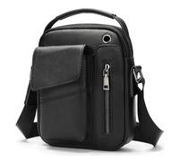 KJBDQQH Crossbody Leather Bag Casual Men's Cow Leather Shoulder Bag Large Capacity Male Crossbody Bag For Men for everyday life and travel(7512Black(Litchi Pat)