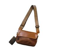 KJBDQQH Crossbody Leather Bag Men's Casual Crossbody Bag Brand Leather oulder Bag Street Sle Zipper Closure Soft Surface Pure Color for everyday life and travel(Light brown (wh band))