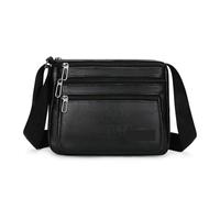 KJBDQQH Crossbody Leather Bag Men's Crossbody Bag Large Capacity Waterproof Shoulder Bag Casual Handbag Phone Bag Business Man Messenger Bag for everyday life and travel(Black)