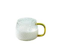 KJBDQQH Crystal Glass 400ml Pattern Coffee Cup Air Bubble Water Glass Temperature Resistant Hand Handle Tea Household Drinking for Rum(Color 1)