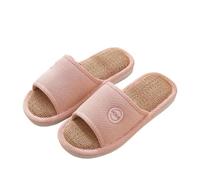 KJBDQQH Fabric Home Slippers Linen Slippers Breathable Women Men Slides Couples Bedroom Shoes Indoor Soft Sole Sandals Home Shoes Comfort Flats for living room(Pink,42-43)