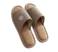 KJBDQQH Fabric Home Slippers Linen Slippers Home Breathable Women Men Slides Indoor Linen Couples Shoes Soft Shoe Summer Comfortable Flats for living room(Coffee,36-37)