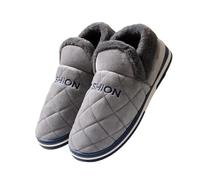 KJBDQQH Fabric Home Slippers Men Autumn Winter Warm Big Size Cotton Slippers Large Size Plus Home Bedroom Casual Shoes House Indoor Slides for living room(Grey4,42-43)