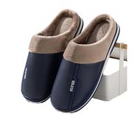 KJBDQQH Fabric Home Slippers Men Autumn Winter Warm Big Size Cotton Slippers Large Size Plus Home Bedroom Casual Shoes House Indoor Slides for living room(Navy3,42-43)