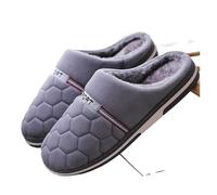 KJBDQQH Fabric Home Slippers Men Autumn Winter Warm Big Size Cotton Slippers Large Size Plus Home Bedroom Casual Shoes House Indoor Slides for living room(Grey2,42-43)