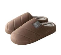 KJBDQQH Fabric Home Slippers Men's Shoes Casual Warm Plush Lining Slip On Striped Platform Slides Unisex Comfortable indoor Slippers for living room(Coffee,42-43)