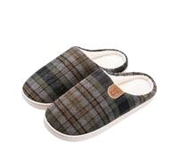 KJBDQQH Fabric Home Slippers Slipper Male Men Winter Warm Plus Large Size Fuzzy Fur Contton Plush Non Slip Plaid Indoor Lazy Home House Shoe Flat for living room(Dark green,42-43)