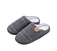 KJBDQQH Fabric Home Slippers Slipper Male Men Winter Warm Plus Large Size Fuzzy Fur Contton Plush Non Slip Plaid Indoor Lazy Home House Shoe Flat for living room(Dark gray,42-43)
