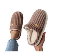 KJBDQQH Fabric Home Slippers Unisex Concise Solid Color Flat Plush Slippers Warm Fluffy Mule Slides For Women Men Home Casual Cotton Shoes for living room(Chocolate,42-43)