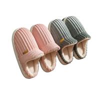 KJBDQQH Fabric Home Slippers Unisex Concise Solid Color Flat Plush Slippers Warm Fluffy Mule Slides For Women Men Home Casual Cotton Shoes for living room(Pink,42-43)