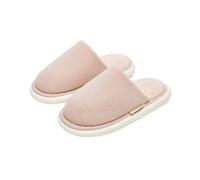 KJBDQQH Fabric Home Slippers Winter Women's Indoor Slippers Warm Simple Plush Men Home Shoes Autumn Mute Flats Comfortable Couple House Slides for living room(Pink,42-43 insole 26.5cm)