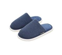KJBDQQH Fabric Home Slippers Winter Women's Indoor Slippers Warm Simple Plush Men Home Shoes Autumn Mute Flats Comfortable Couple House Slides for living room(Deep blue,42-43 insole 26.5cm)
