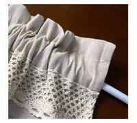 KJBDQQH Half WIndow Curtains Half Curtain with Crochet Lace Short Curtains for Kitchen Window Cotton Linen Cafe Cabinet Cover Dust-proof(With rod pocket,H150XW140CM)