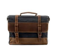 KJBDQQH Messenger Bags Waterproof Oil Wax Canvas With Leather Briefcase Retro Business Men's Bag Shoulder Messenger Portable Patchwork Bag(Dark Grey)